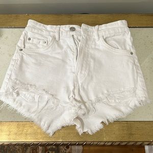 Zara white festival denim shorts